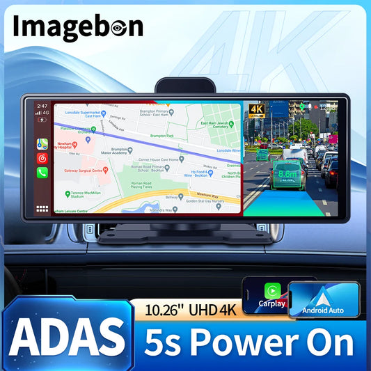 10.26" 4K ADAS Wireless CarPlay & Android Auto Dash Cam