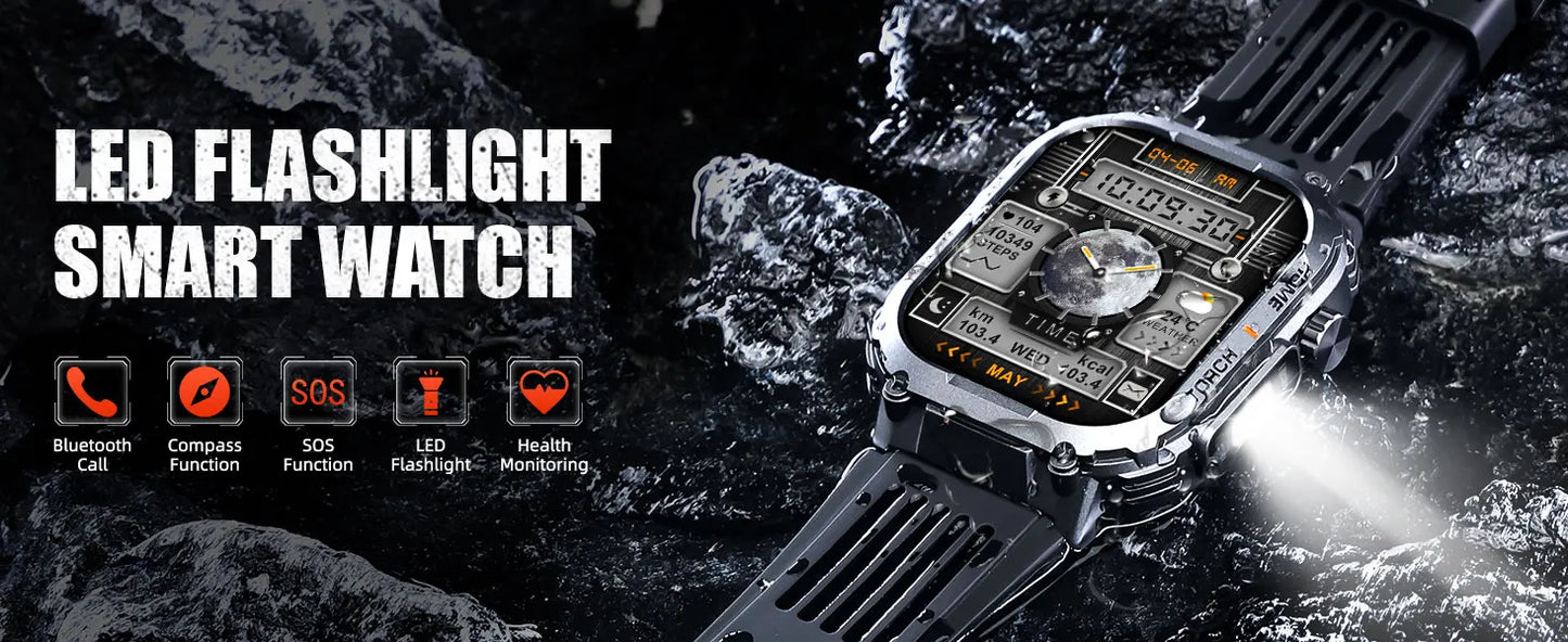 Smart Watch, Waterproof  With Compass And LED Flashlight