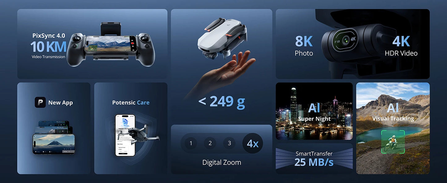 Camera Drone 4K HDR Video, 8K Photo, 3-Axis Gimbal