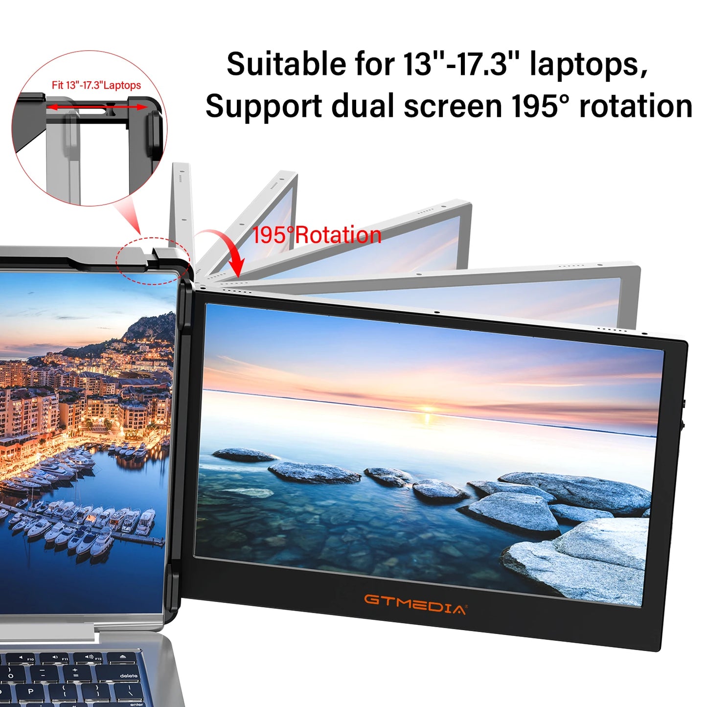 11.6Inch Portable Monitor ,Triple Dual Extender Screen Full View Fold Display For 13.0-17.3Inch Laptops