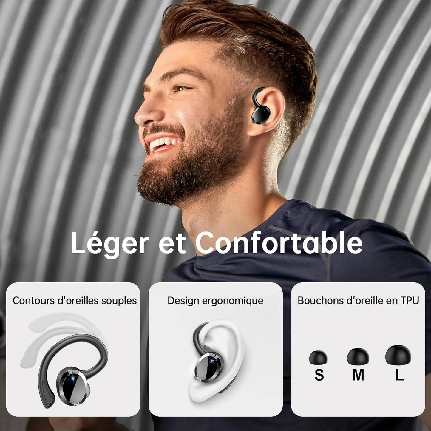 Bluetooth 5.3 Earbuds Stereo Bass, in-Ear Noise Cancelling Waterproof Sports