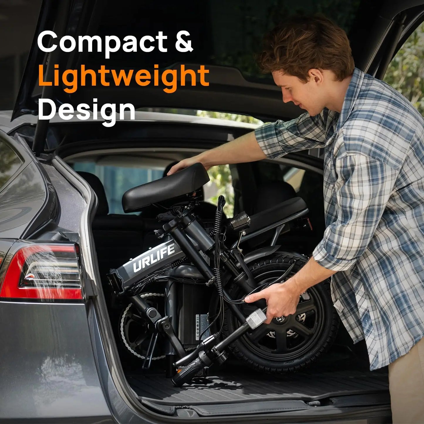 14 Inch Folding E-Bike 500W Power Removable & Fast Charge 40 Miles , Hydraulic Front Suspension .