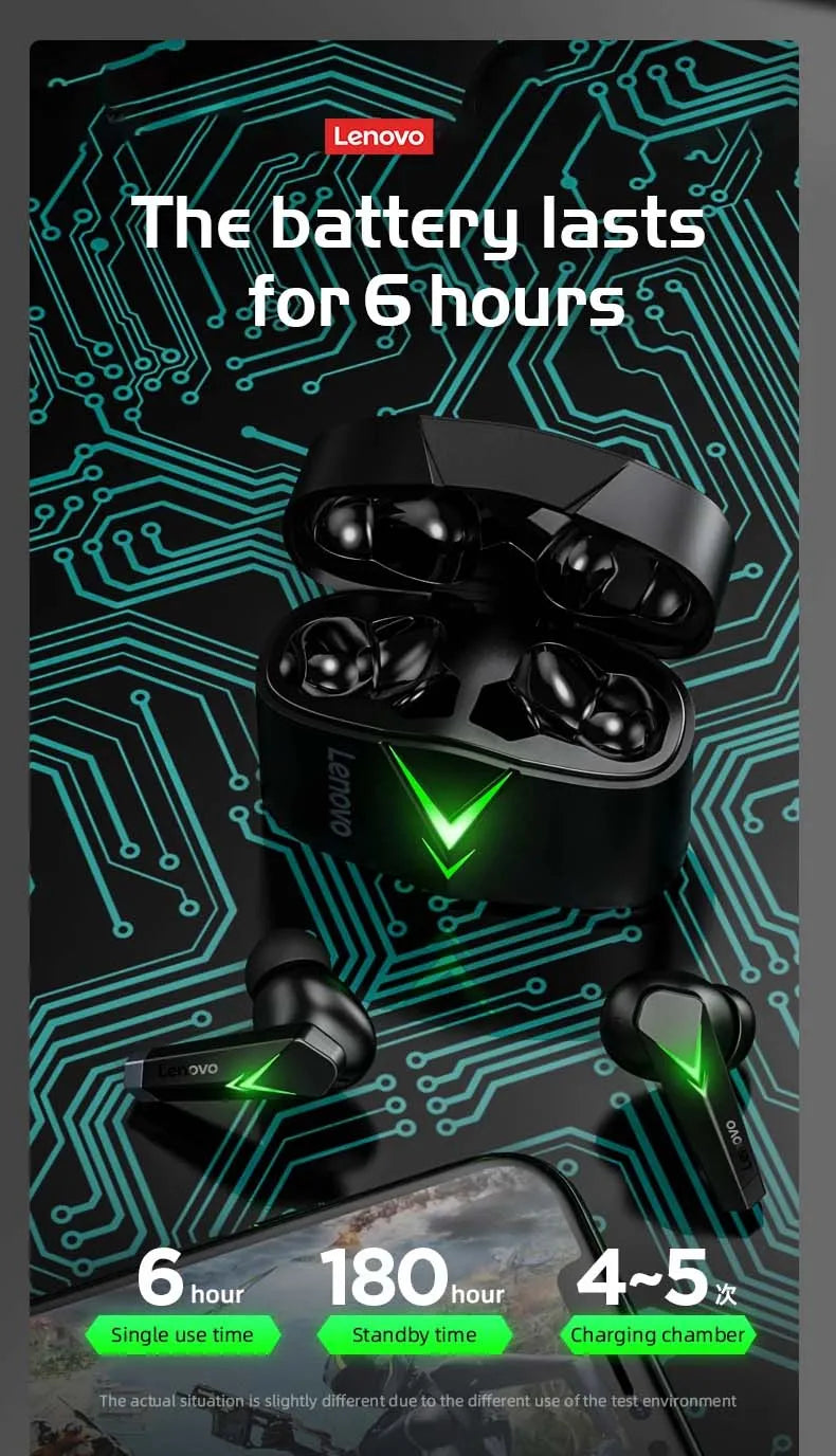 Lenovo LP6 Bluetooth 5.0 Headphones 9D Strong Deep Bass  Earbuds