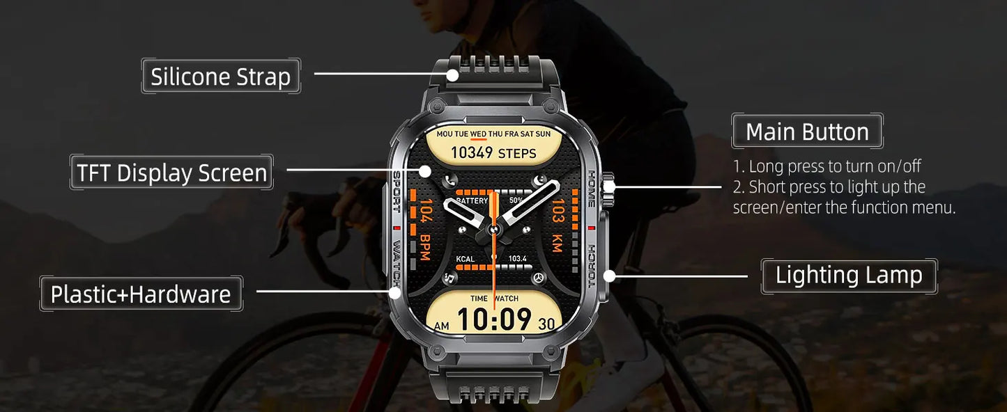 Smart Watch, Waterproof  With Compass And LED Flashlight