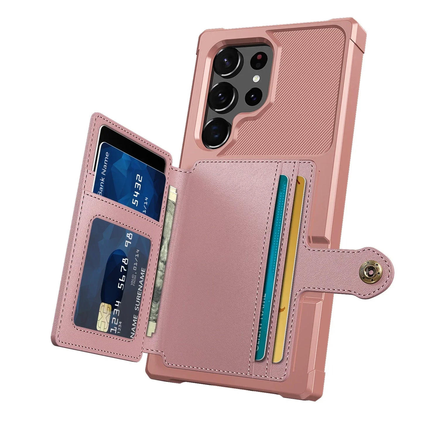 Leather Flip Wallet Cover with Photo Holder Hard Back Cover