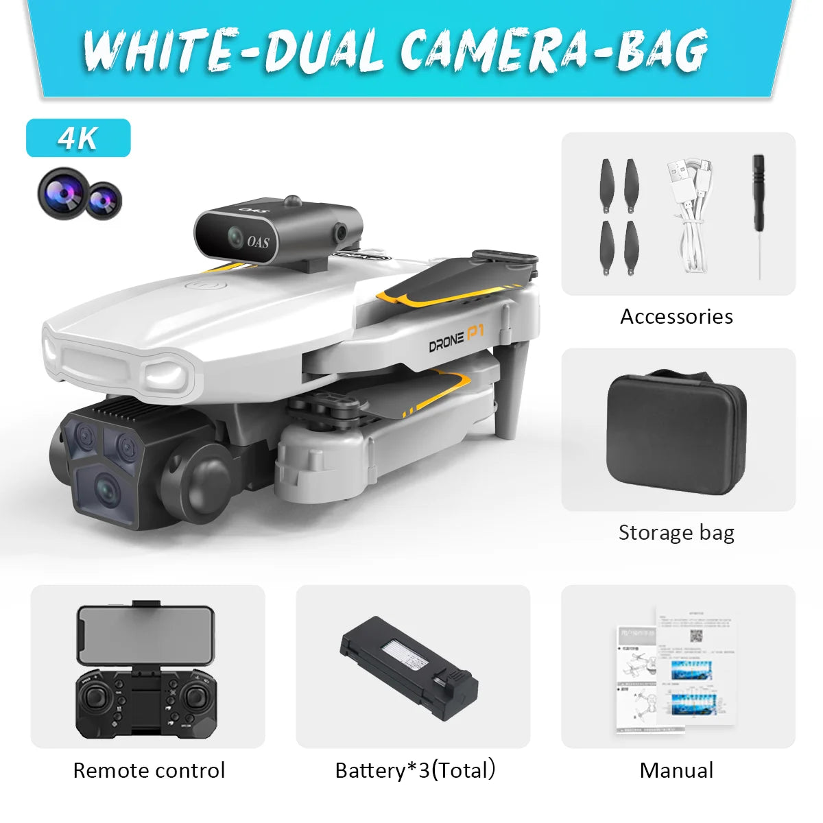 KBDFA P1 RC Drone Profesional Dual HD Camera Aerial Photography