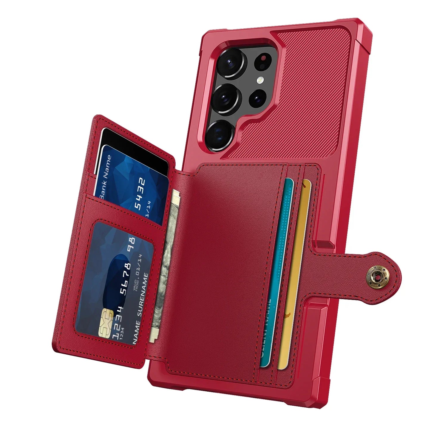 Leather Flip Wallet Cover with Photo Holder Hard Back Cover