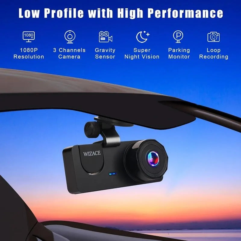 Front & Rear Dashcam, Wide Angle Car Driving Recorder