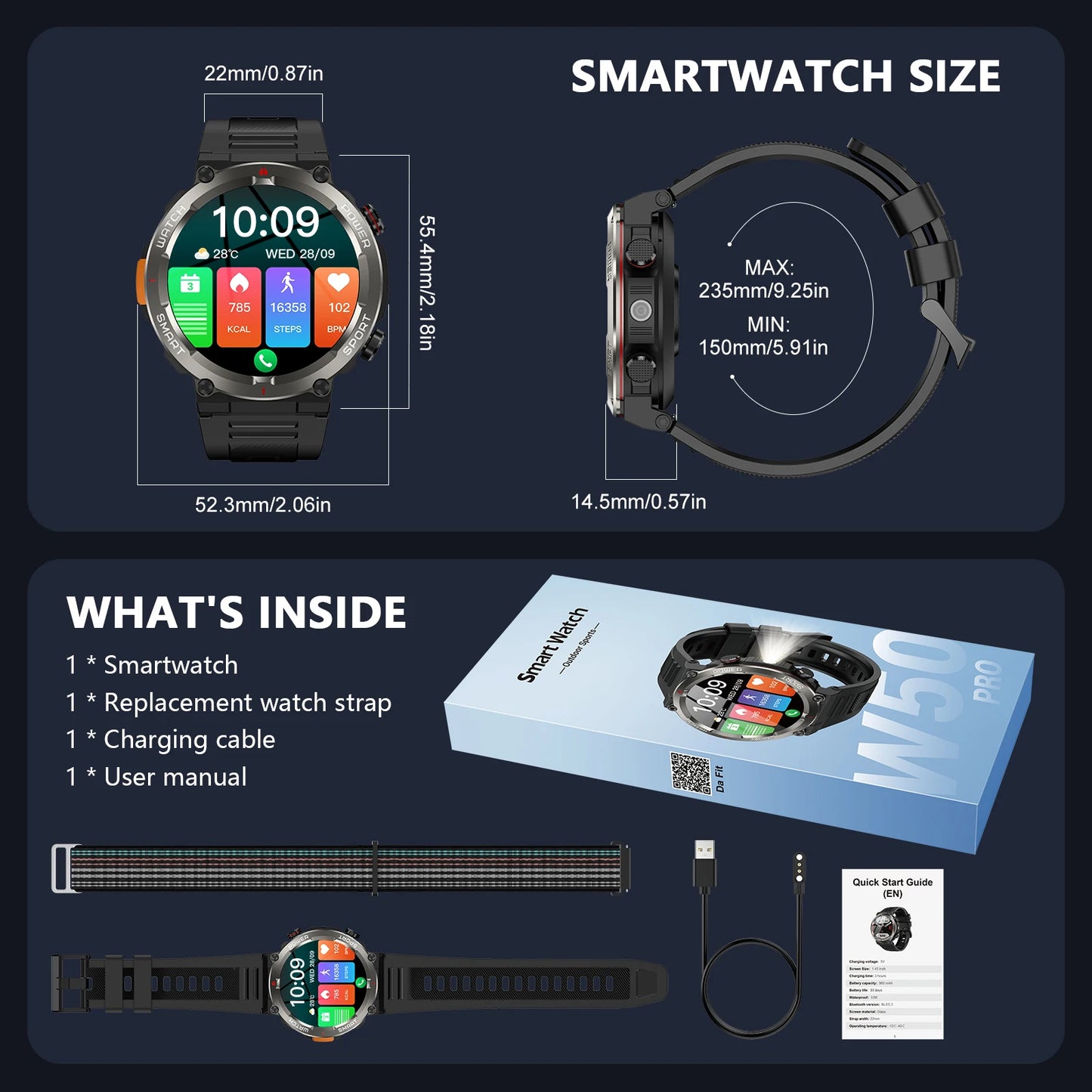 2025 New Blackview W50pro Waterproof Smartwatch