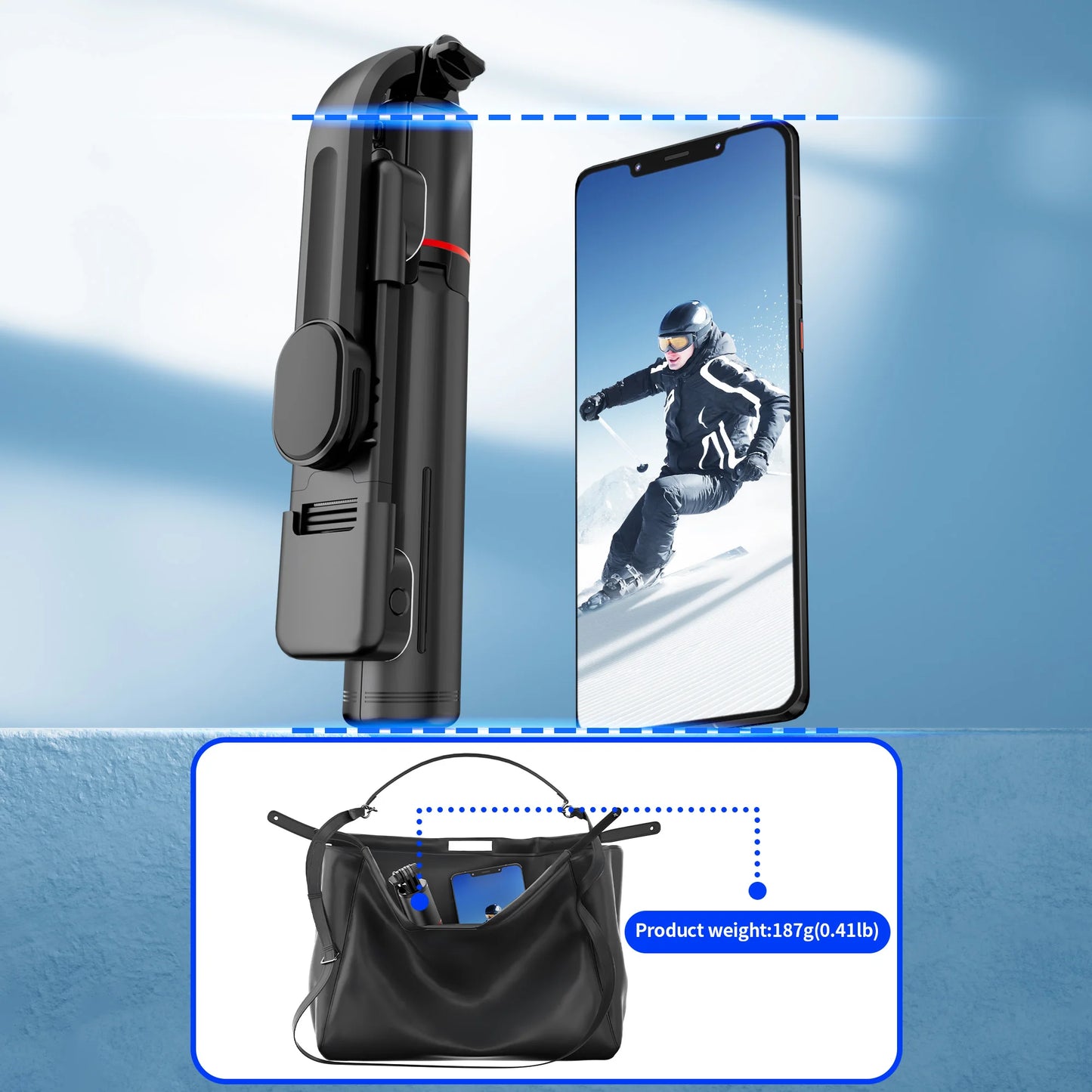 Tripod Selfie Stick with front rear fill light