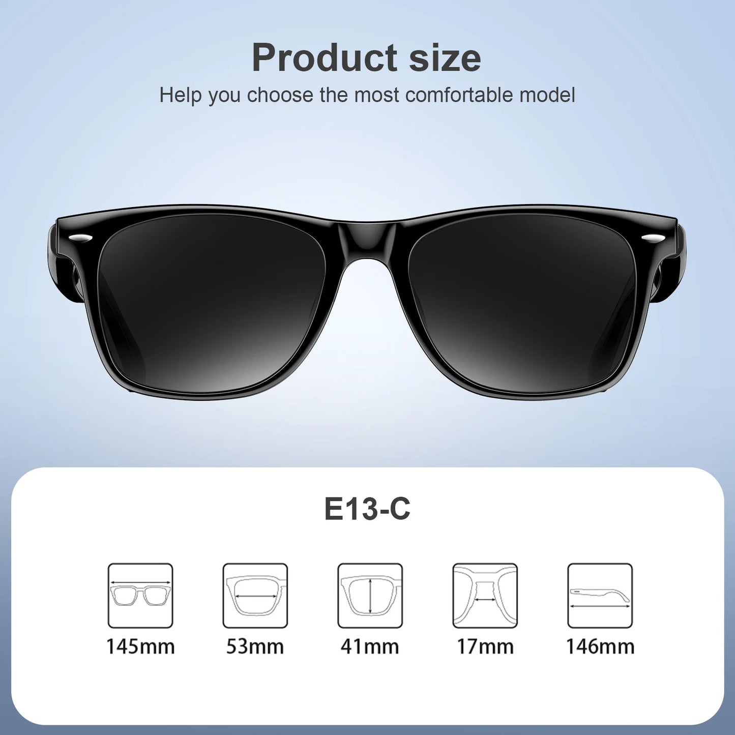 Bluetooth Smart Glasses Built-in Speaker and Mic IPX4 Waterproof Polarized