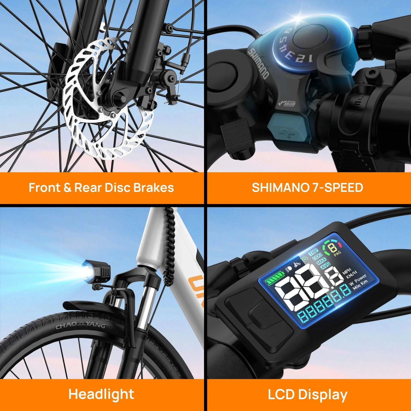 750W E-Bike Commuter 26x2" Tires, for Adults