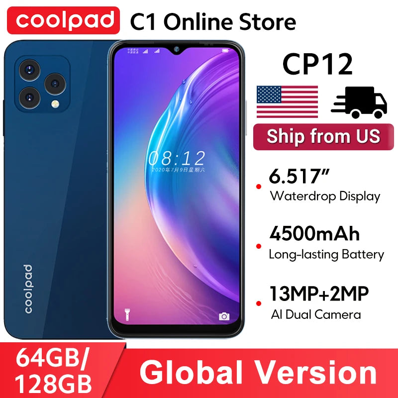 Smartphone 13MP Main Camera 6.517" Waterdrop Display