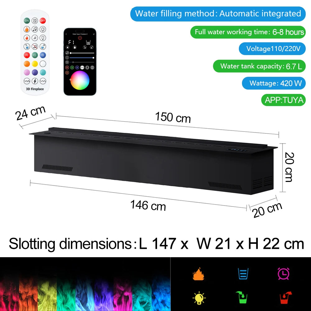 Smart atomization fireplace, 3D multi-color ,water vapor