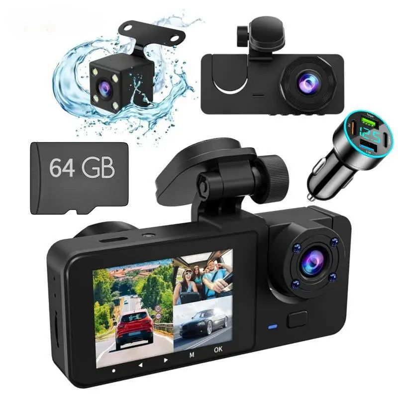 Front & Rear Dashcam, Wide Angle Car Driving Recorder
