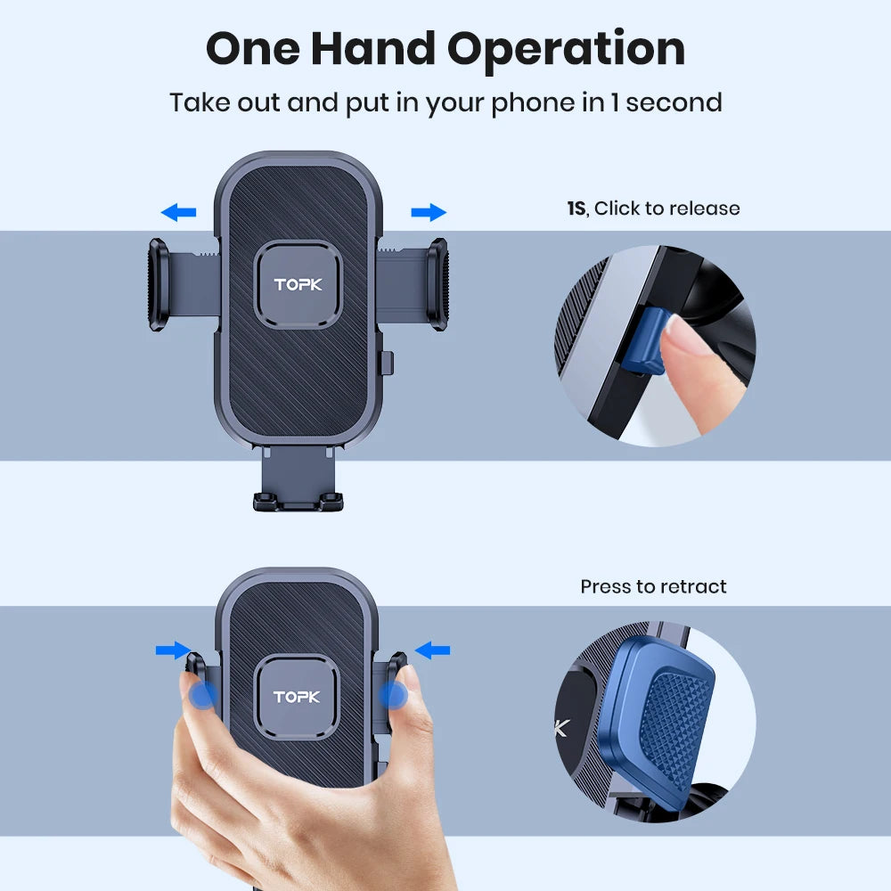 Universal Car Phone Holder Dashboard Mount, 360° Rotatable