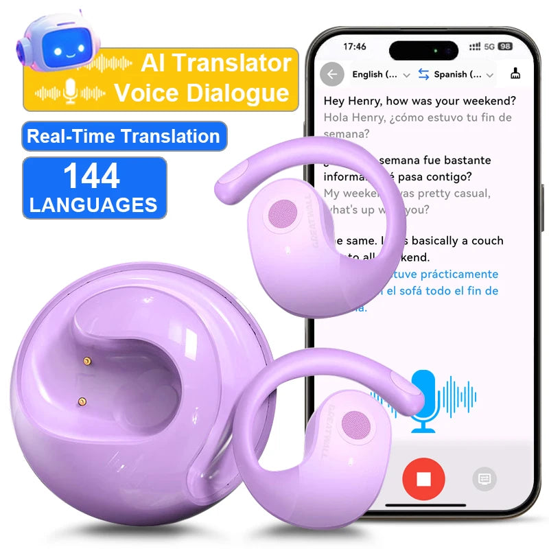AI Real-Time Translation Wireless Bluetooth Earphones