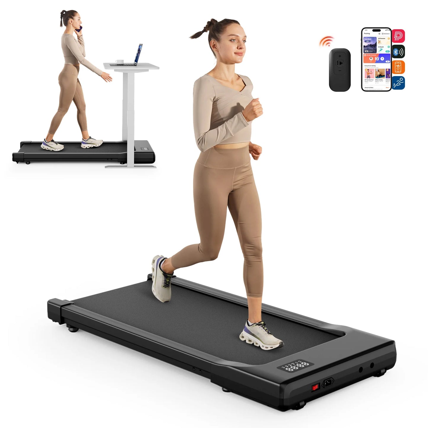 Walking Pad Under Desk Treadmill 2 in 1 Portable with Remote Control LED Display 2.5HP