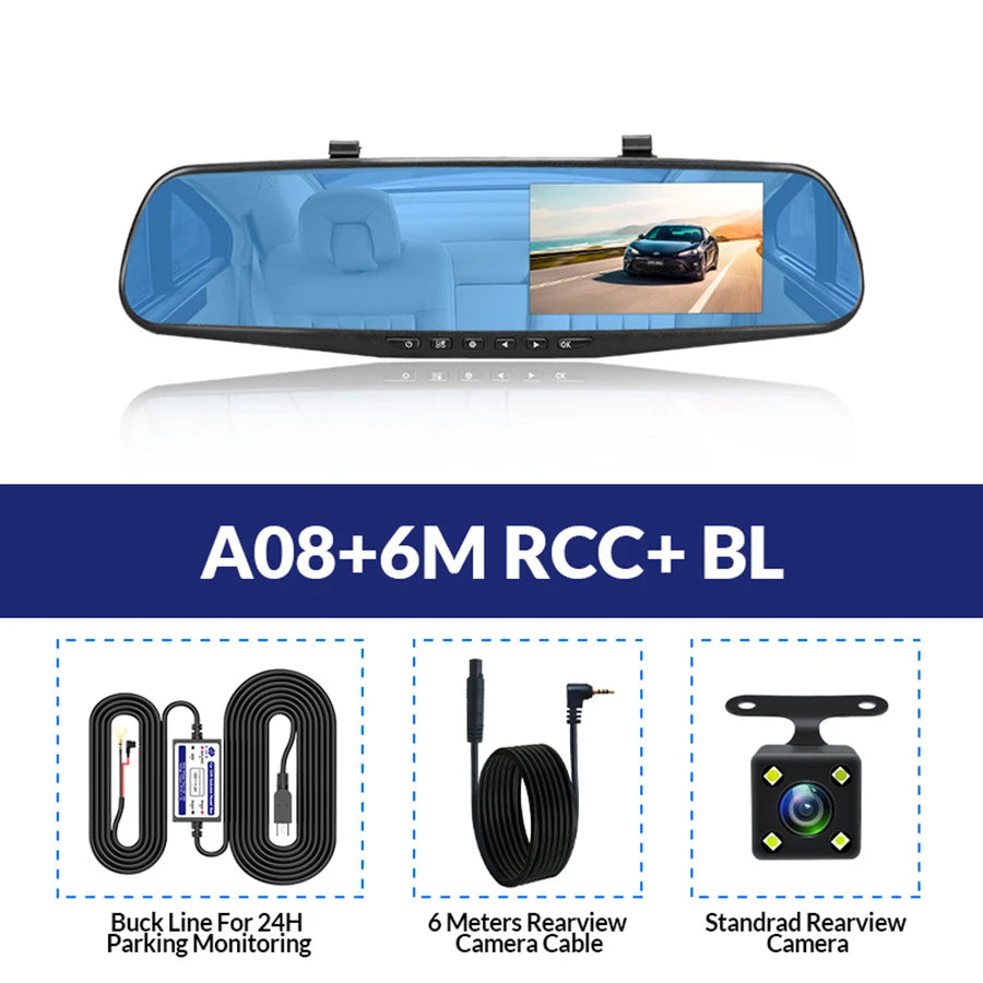 Dash Cam 4.3 Inches, Dual Lens Front and Rear Camera