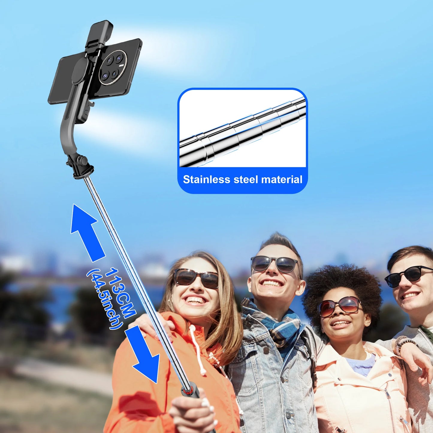 Tripod Selfie Stick with front rear fill light