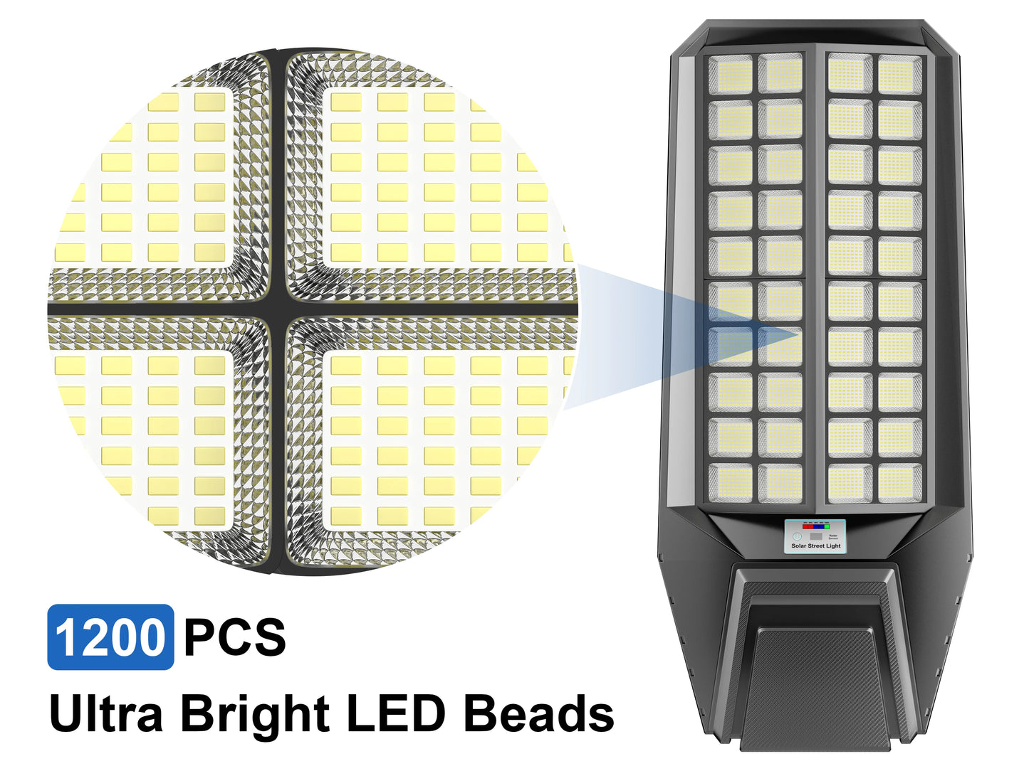 8000W Outdoor Solar Street Light High Brightness, w/ Remote Control, Waterproof