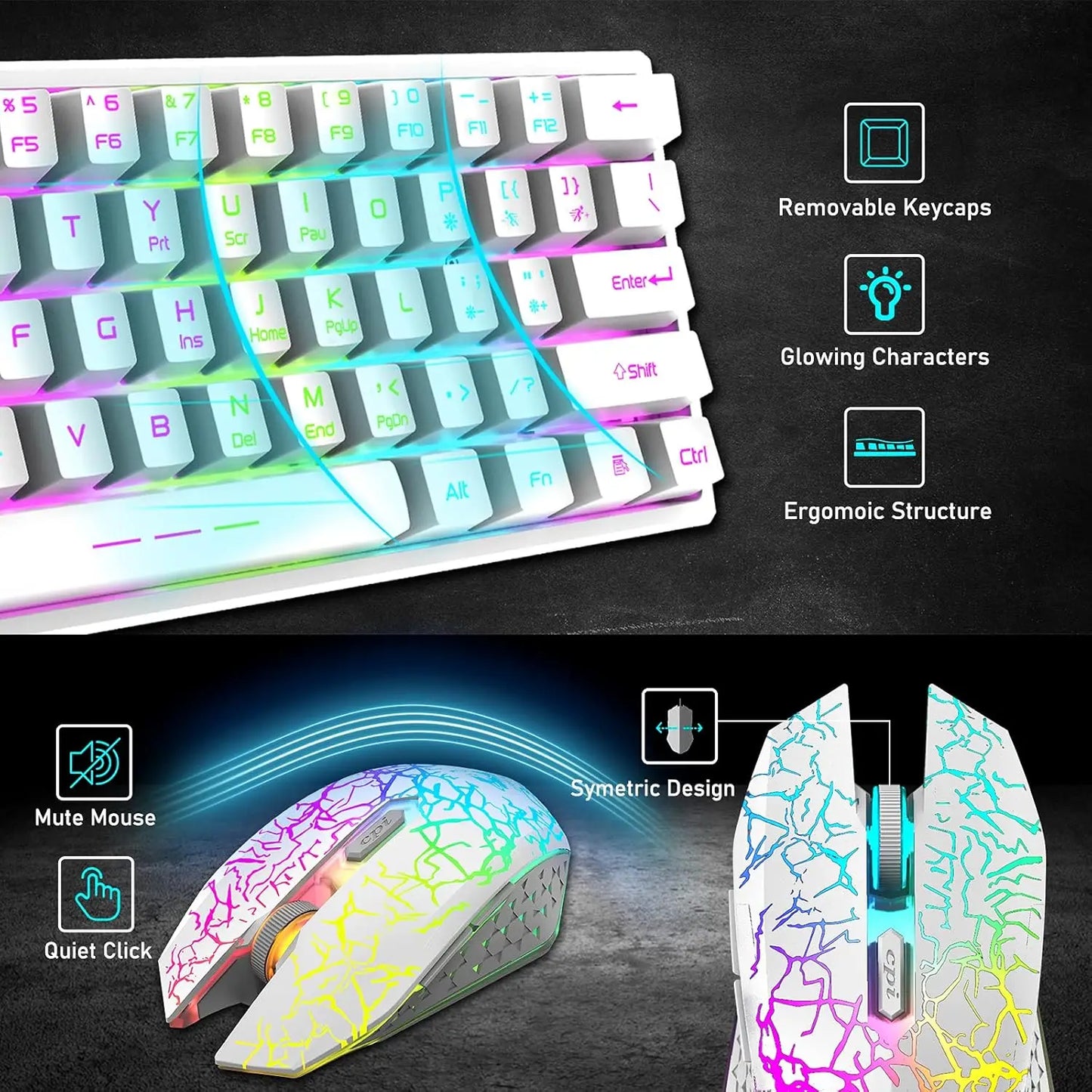 Wireless Gaming Keyboard and Mouse Combo,  LED Backlight Rechargeable