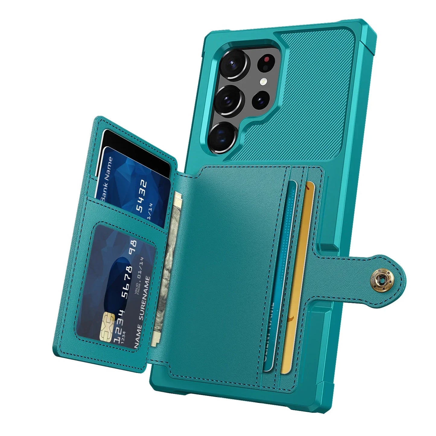 Leather Flip Wallet Cover with Photo Holder Hard Back Cover