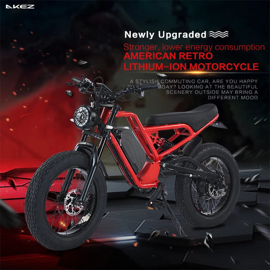 1500W Vintage Electric Motorcycle for Adults – Suspension Fork