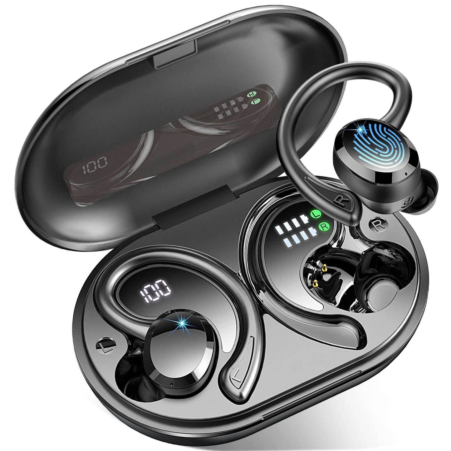 Bluetooth 5.3 Earbuds Stereo Bass, in-Ear Noise Cancelling Waterproof Sports