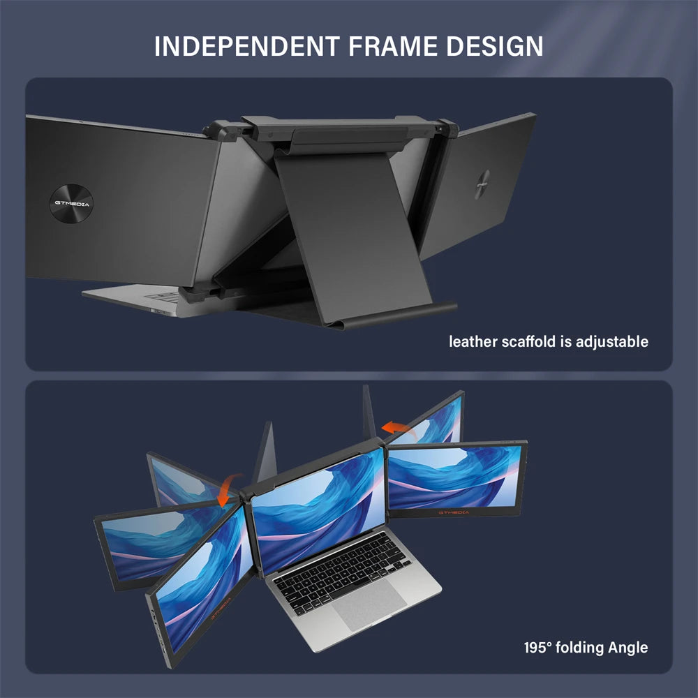 11.6Inch Portable Monitor ,Triple Dual Extender Screen Full View Fold Display For 13.0-17.3Inch Laptops