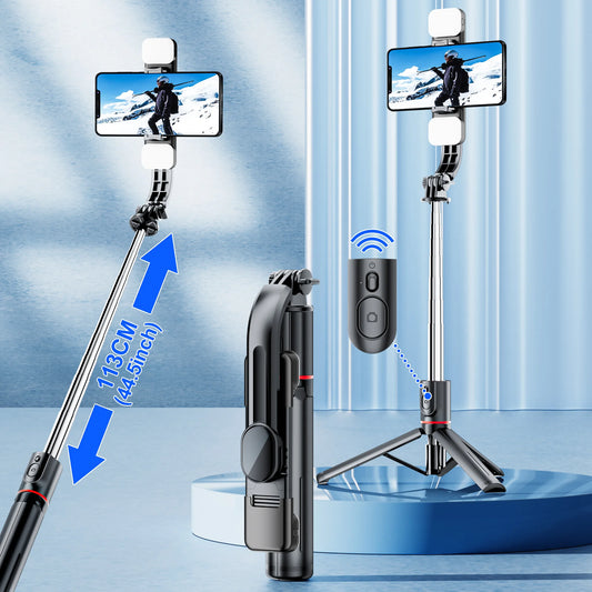 Tripod Selfie Stick with front rear fill light