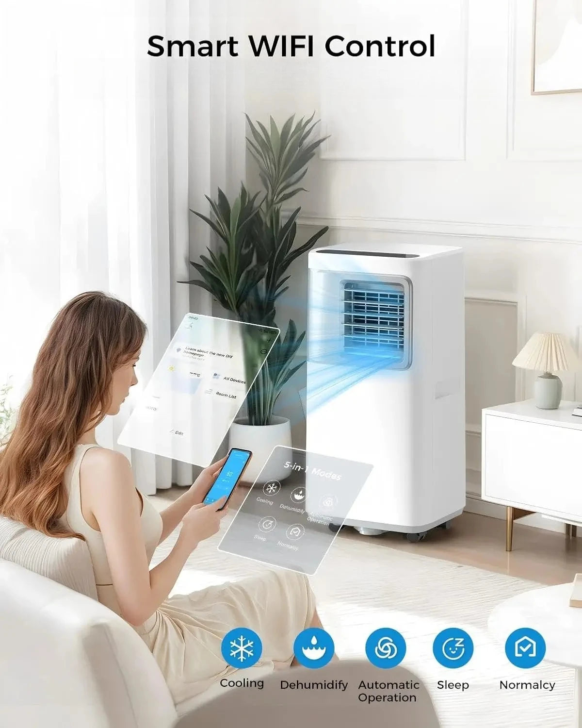 Portable-Air-Conditioners-16,000-Btu - 5 in 1 Wifi Smart Air Conditioner