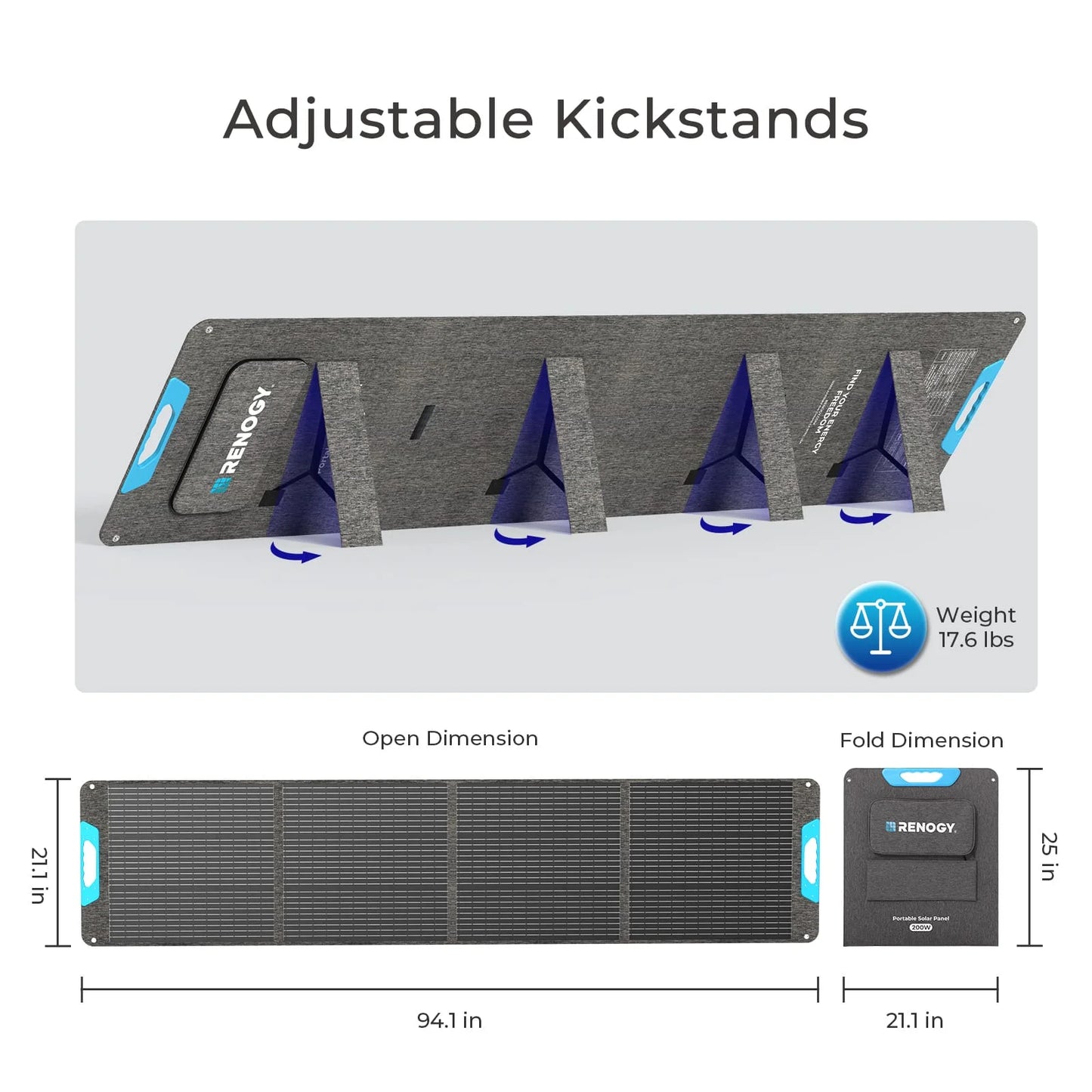 200W Portable Solar Panel, IP65 Waterproof Foldable Solar Panel