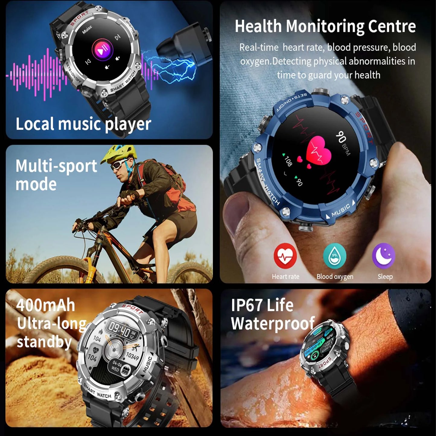 EIGIIS Smart Watch AMOLED Display With In-Ear Bluetooth Headset