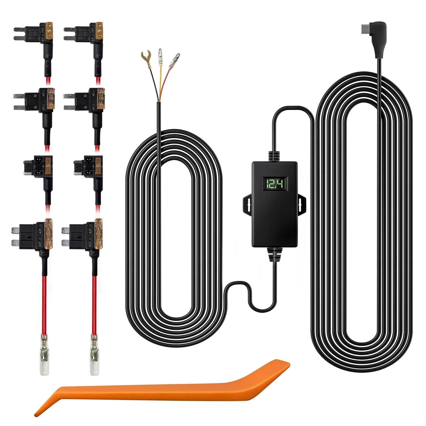 Dash Cam Hardwire Kit USB Cable Kit 12V- 24V To 5V 4 Fuse Kit