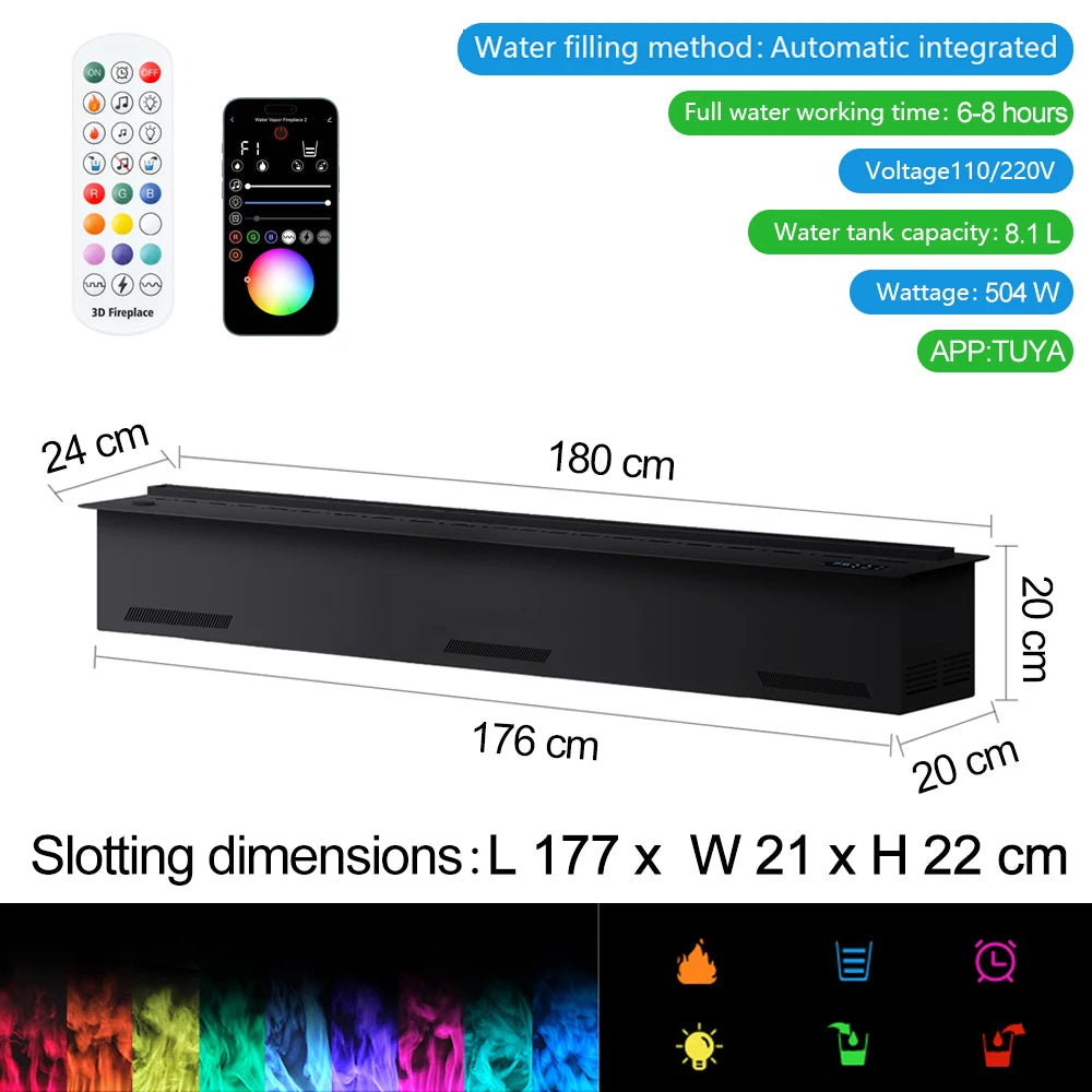 Smart atomization fireplace, 3D multi-color ,water vapor