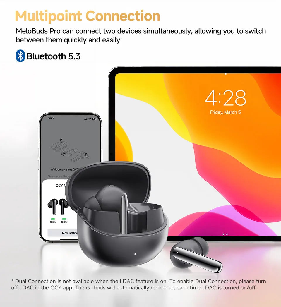 ANC Bluetooth 5.3 Earphones, Wireless