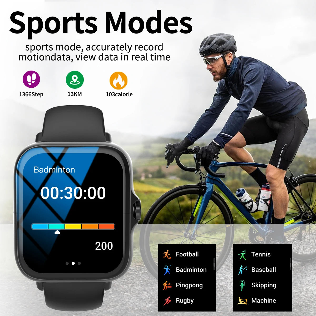 Smart watch with full touch screen, compatible with iPhone/android mo