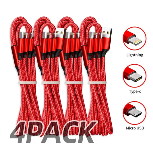 4pcs 3in1 USB-C Fast Charging Cable