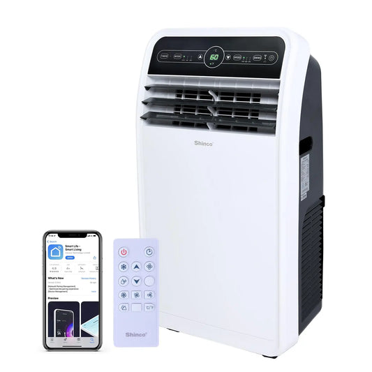 12,000 BTU Smart Wi-Fi Portable Air Conditioner, Built-in Cool, Dehumidifier and fan.