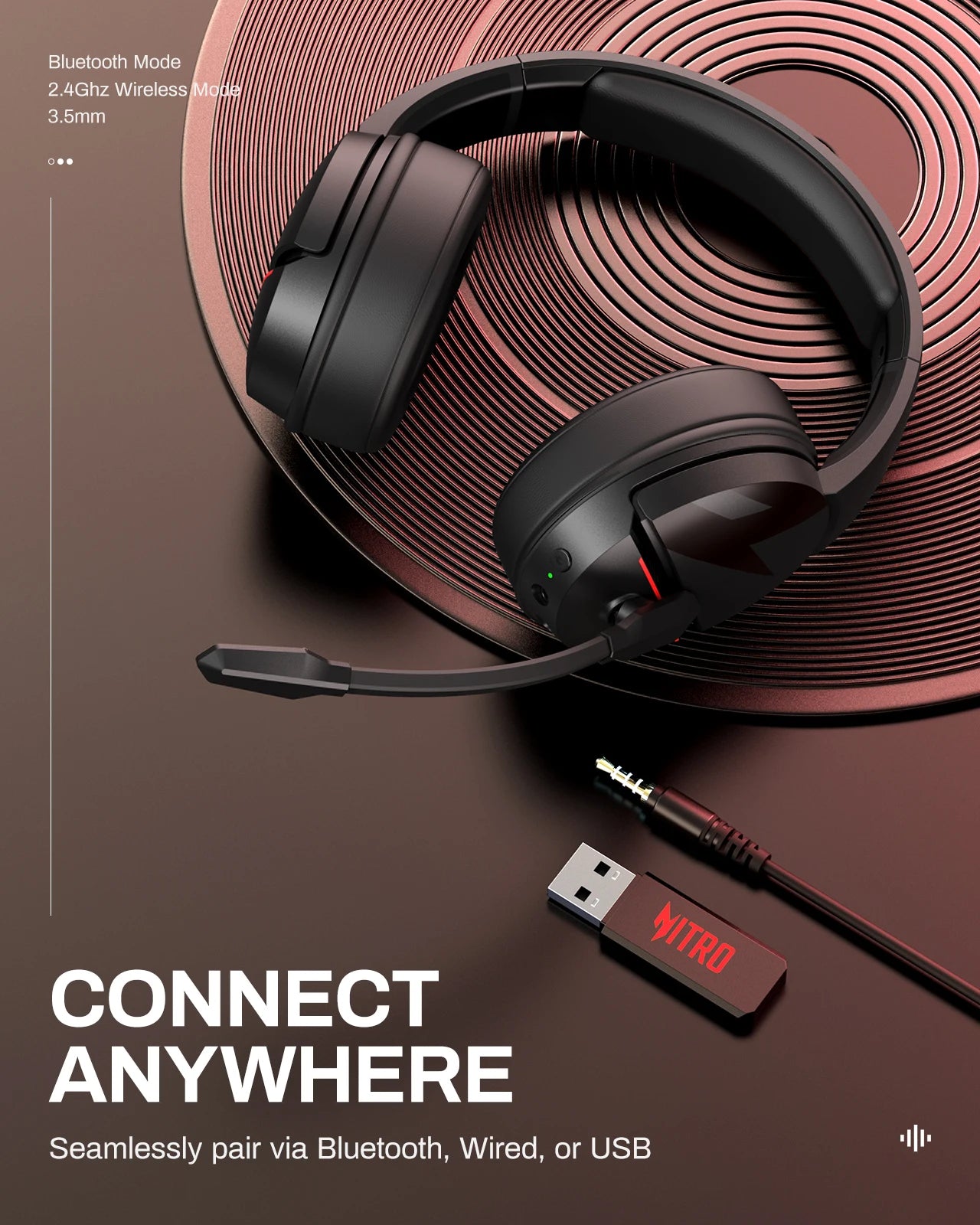 Gaming Headphones for PC, Meeting, Music, PS4 Wireless Gaming Headset