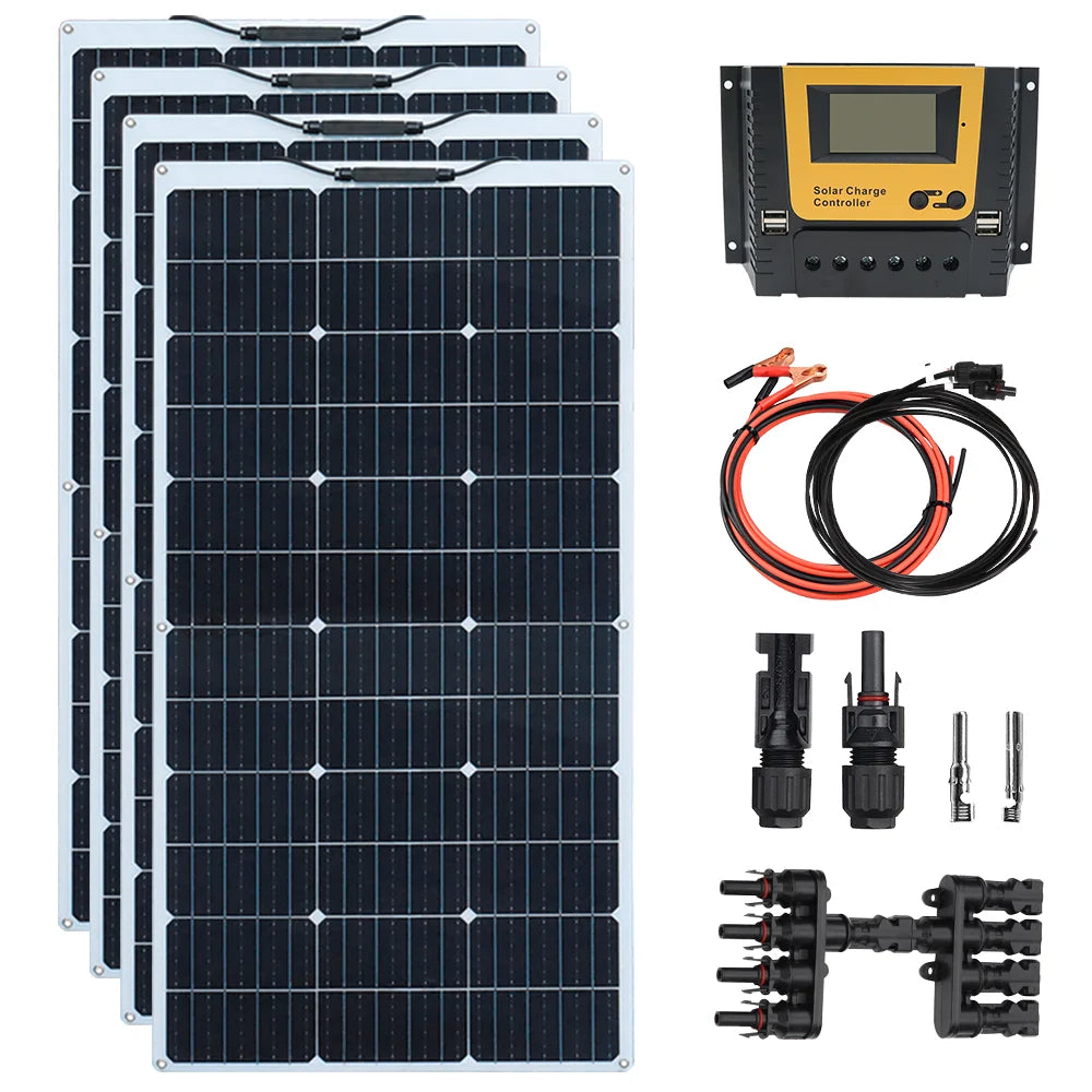 500W 400w 300W 200w 12v portable Solar Panel Flexible 18V 100W 1000W Solar kit