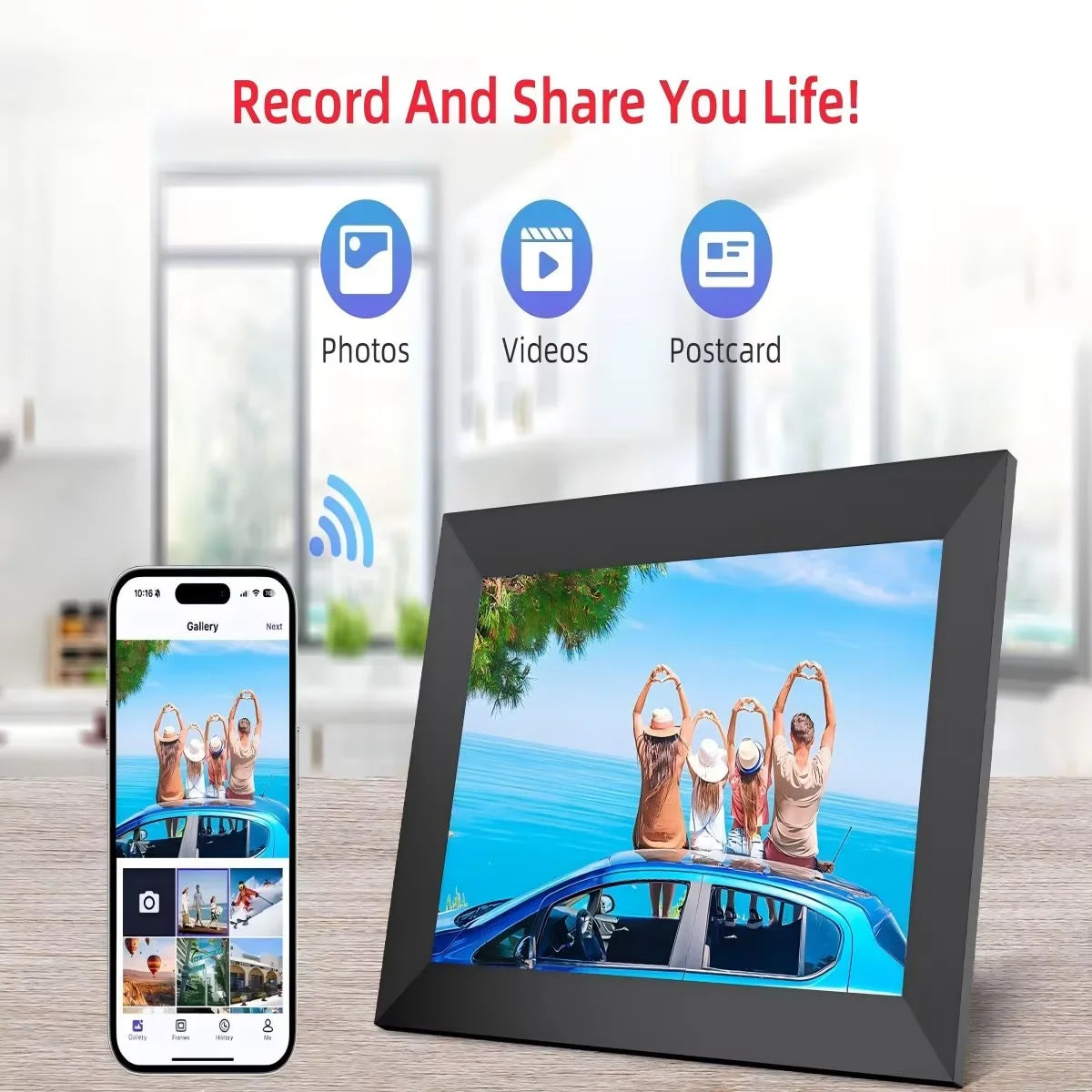 10.1” WiFi Digital Photo Frame, IPS Touch Screen, 32GB Storage
