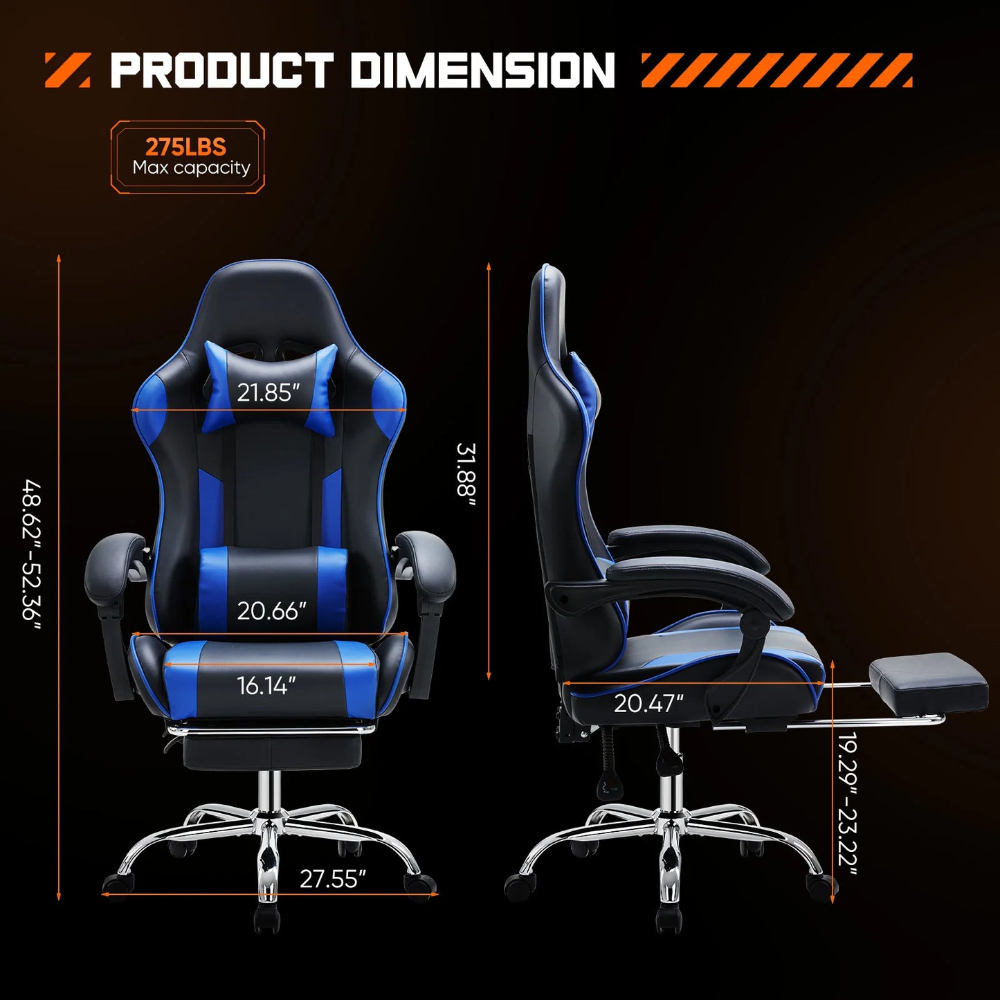 Gaming Chair Adjustable Swivel  with Headrest and Lumbar Support