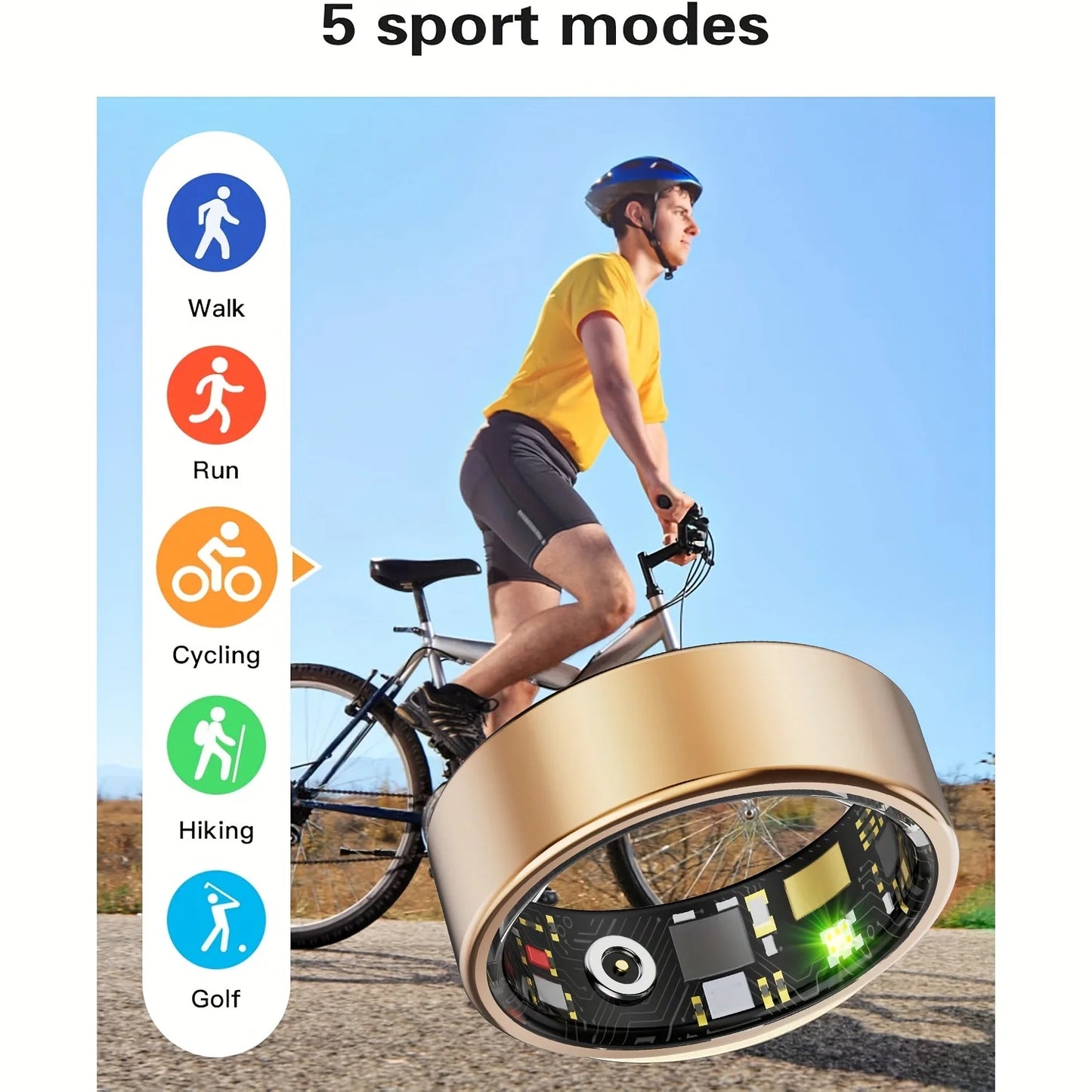 Smart ring, compatible with iPhone and Android, for women and men
