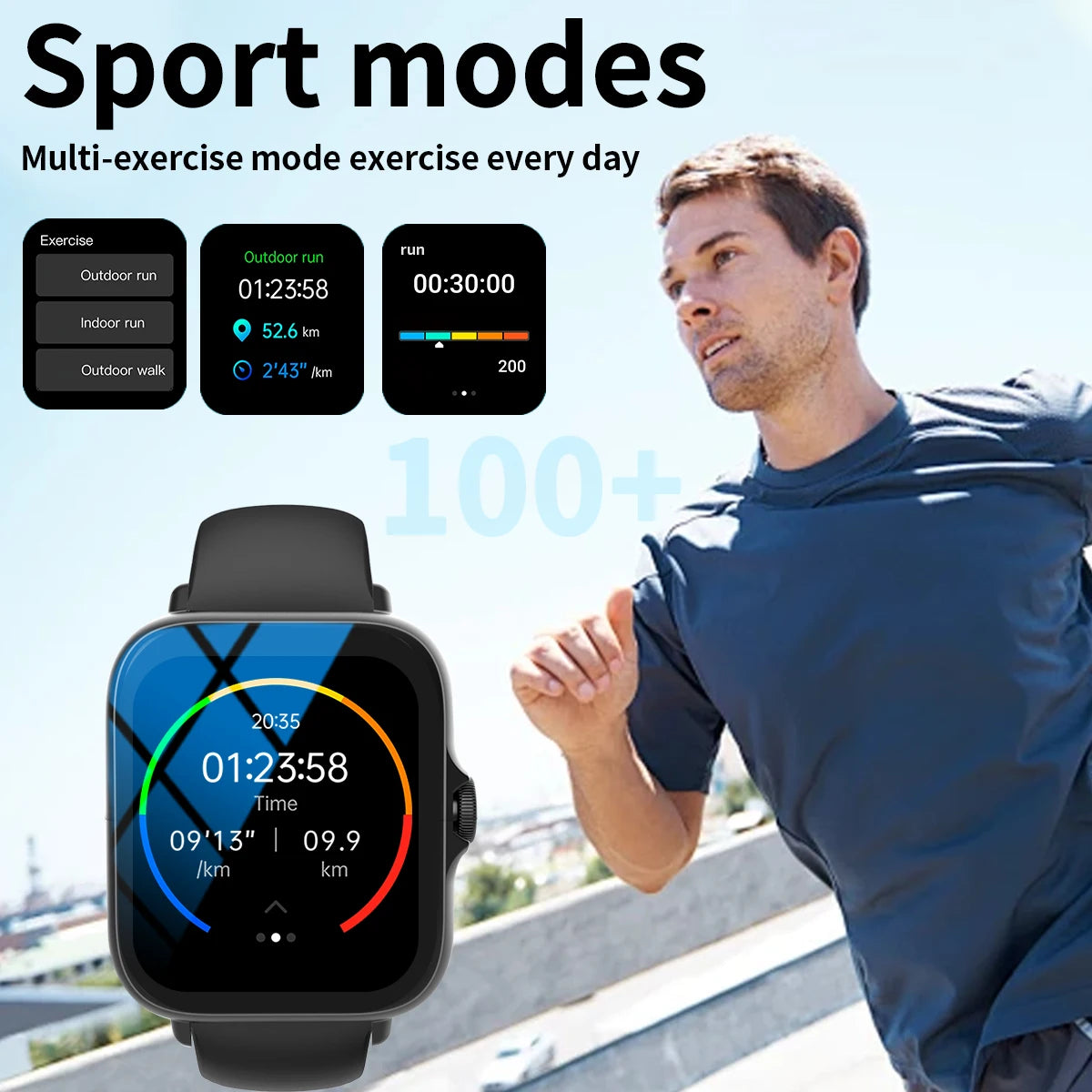 Smart watch, suitable for men and women, custom wallpaper