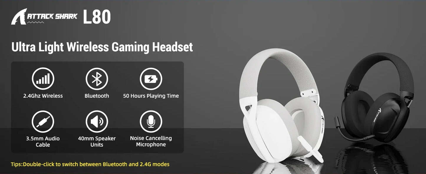 Ultra-Light Wireless Gaming Headset for PC/PS4/PS5/Switch/Xbox