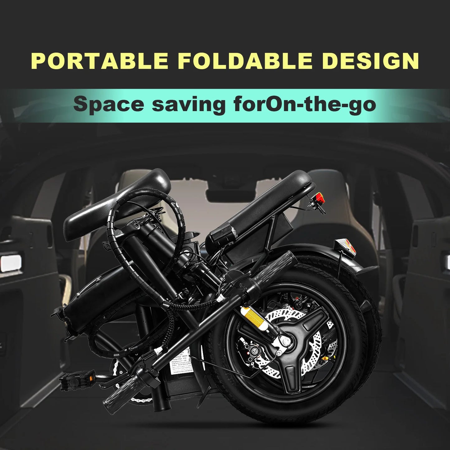 400W motor adult electric bicycle, foldable with seat and basket