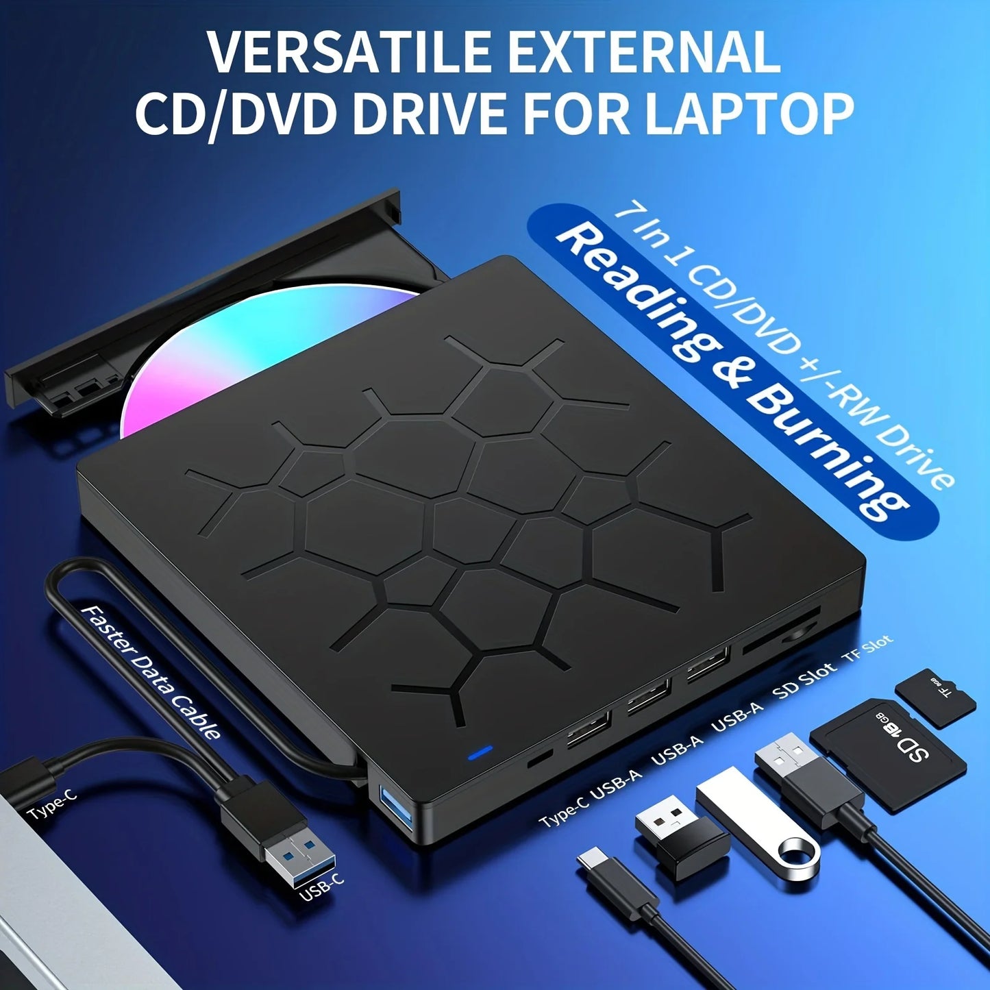 Versatile External CD/DVD Drive For Laptop