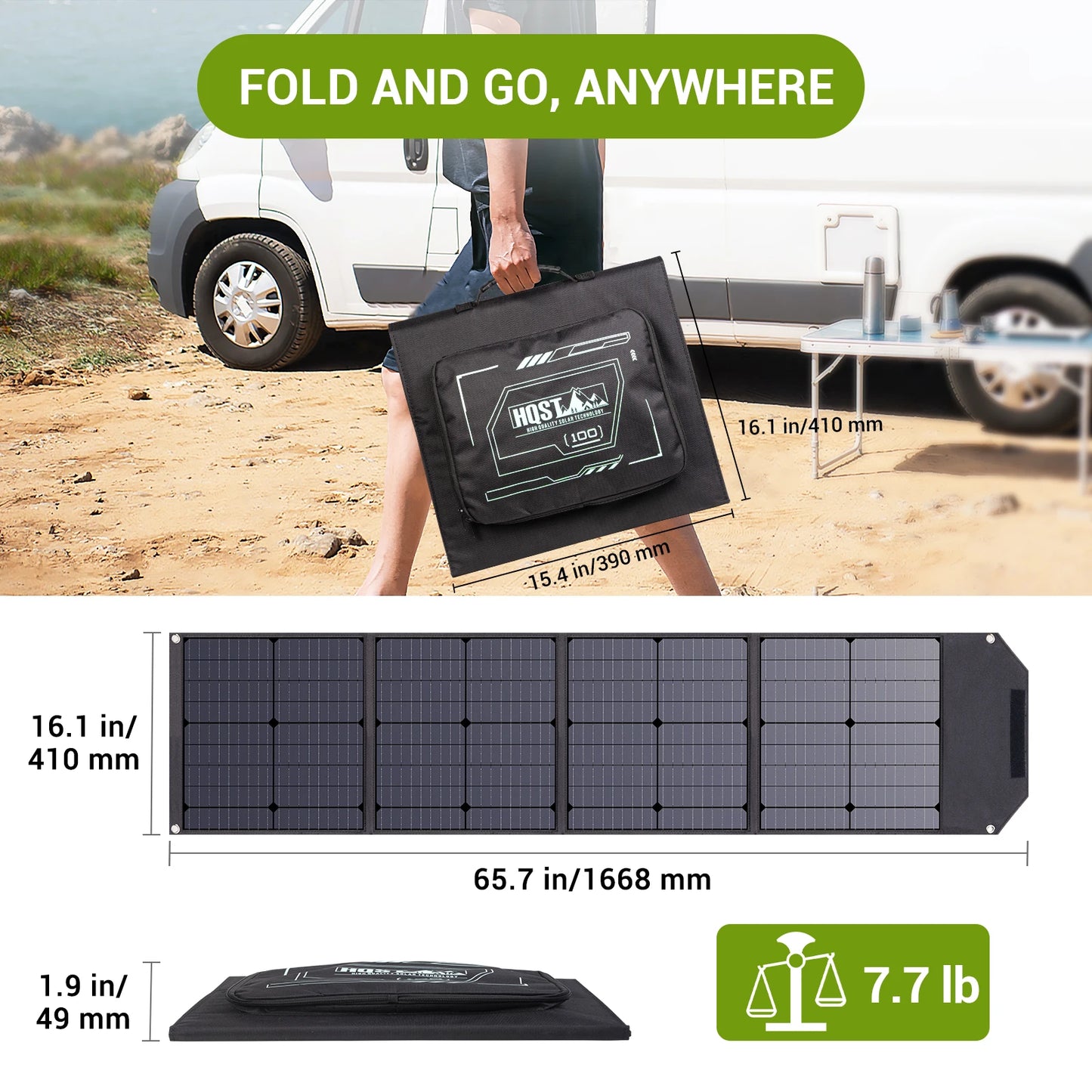 100W 9BB Portable Solar Panel for Solar Generator and USB Devices,